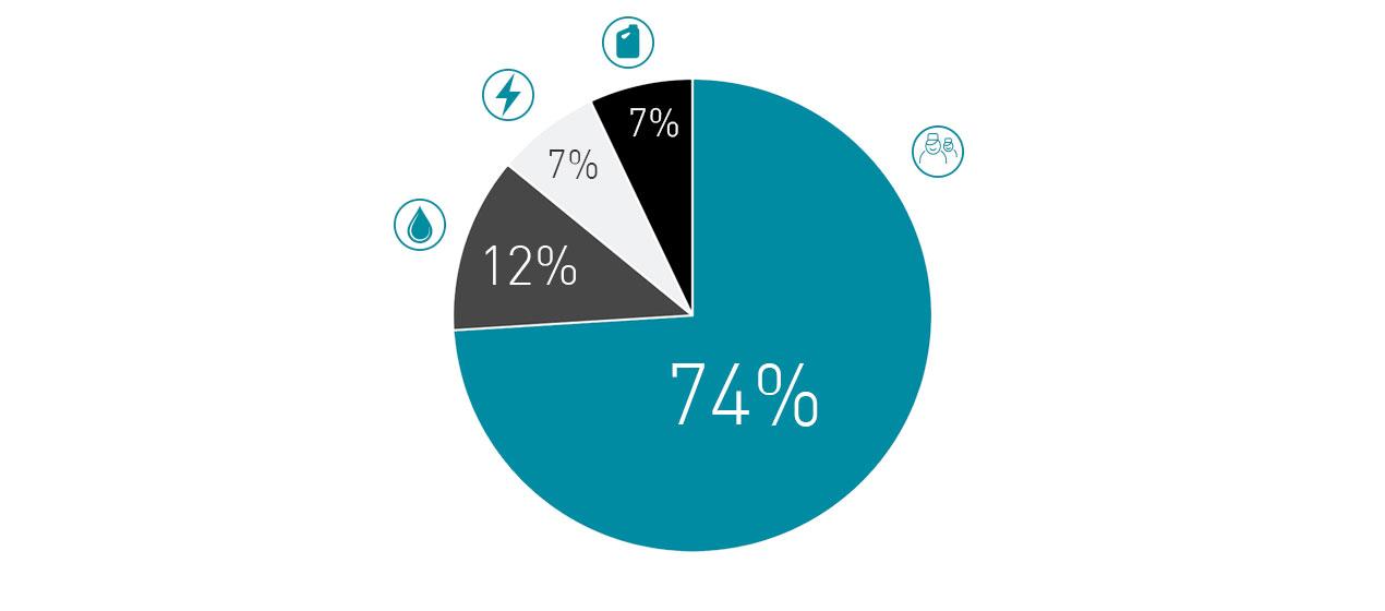 Fordeling af rengøringsomkostninger - cirkeldiagram Fordeling af rengøringsomkostninger - cirkeldiagram